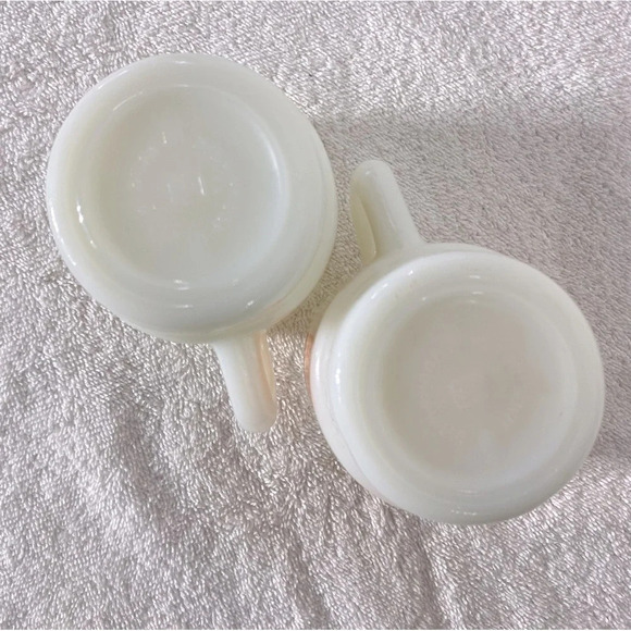 Vintage Anchor Hocking Yellow & Orange Atomic Cloud Pattern Stacking Mugs x2 - Picture 9 of 11